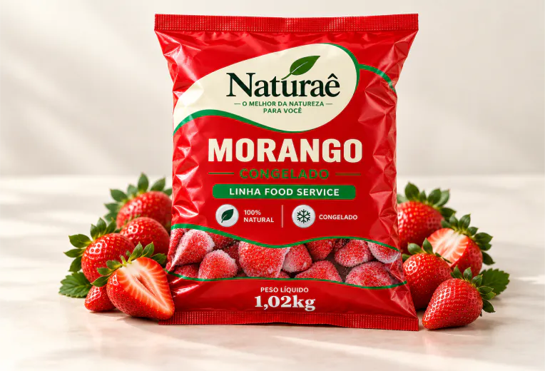 Embalagem de 1,02 kg de morango congelado Naturaê